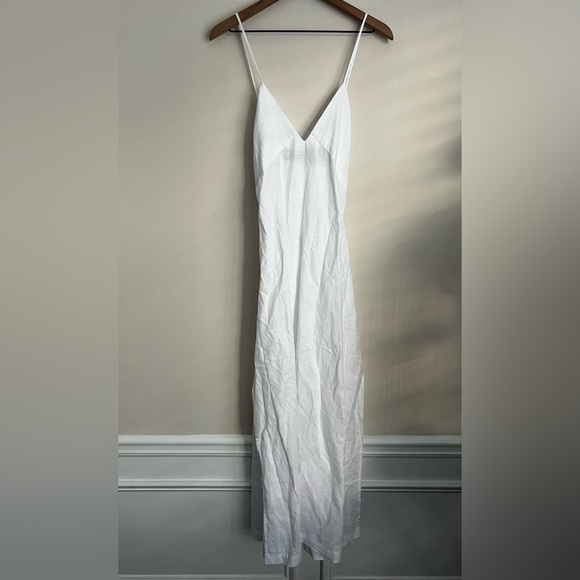 J Crew Cross Back Beach maxi Dress White Linen Blend lagenlook wedding XL - Picture 2 of 8